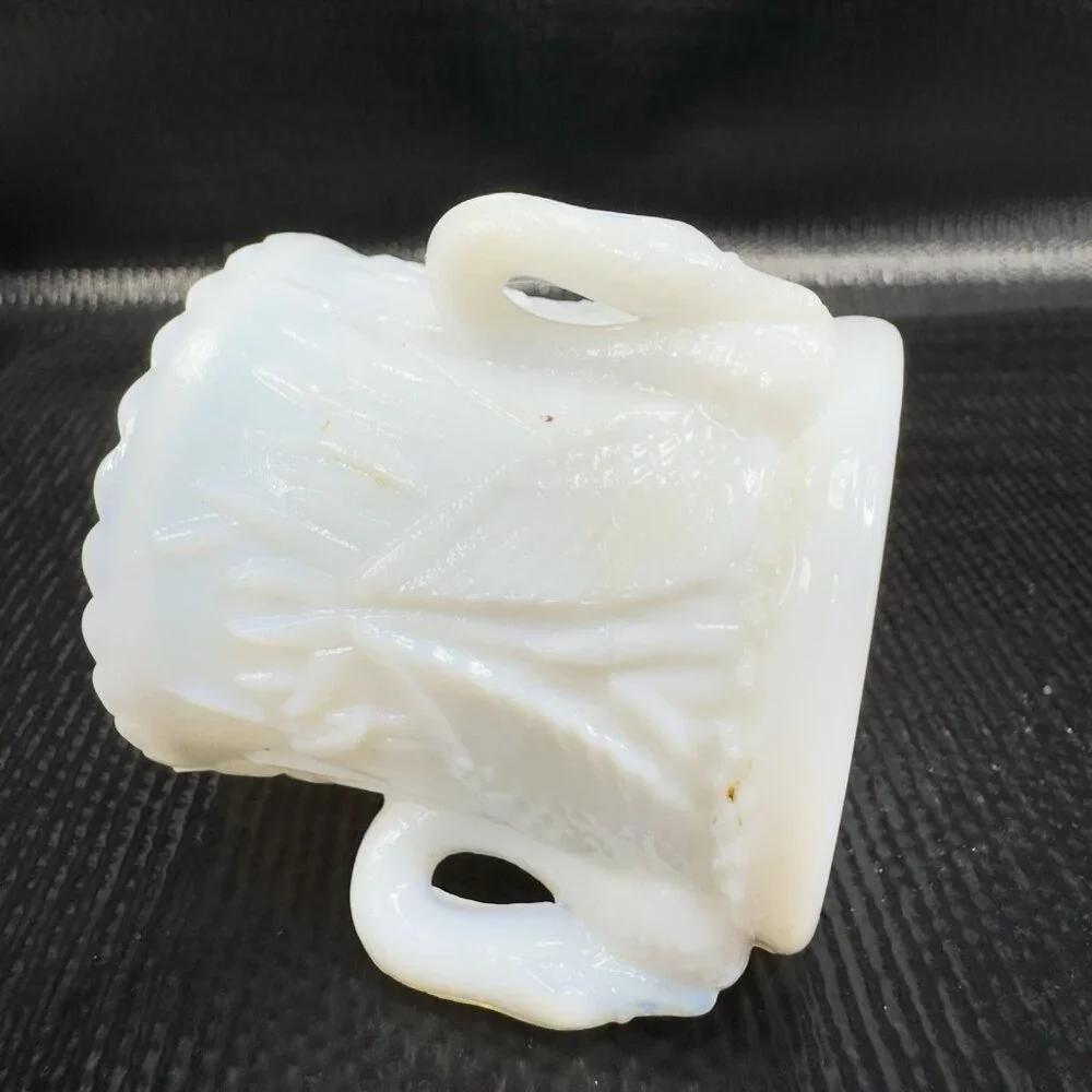 Westmoreland Milk Glass Triple Swan Handled Toothpick Holder Small Vase Dish VTG
